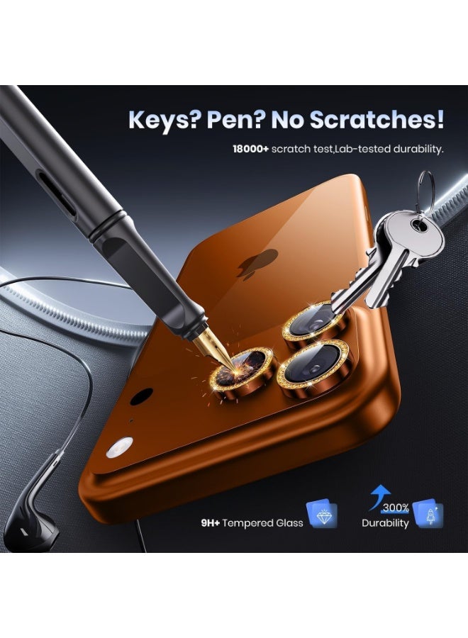 IPhone 17 Pro Max / IPhone 17 Pro Diamond Camera Lens Protector, Anti Scratch HD Tempered Glass Camera Screen Protector Shockproof Cover Film - Cosmic Orange - Image 5