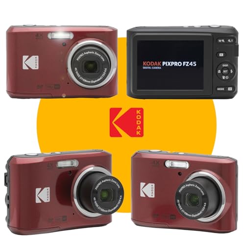 Photo4Less Kodak PIXPRO FZ45 Digital Camera + 32GB Memory Card + Point and Shoot Camera Case + Extendable Monopod + Lens Cleaning Pen + LCD Screen Protectors + Table Top Tripod Ultimate Bundle (Red) - Image 3