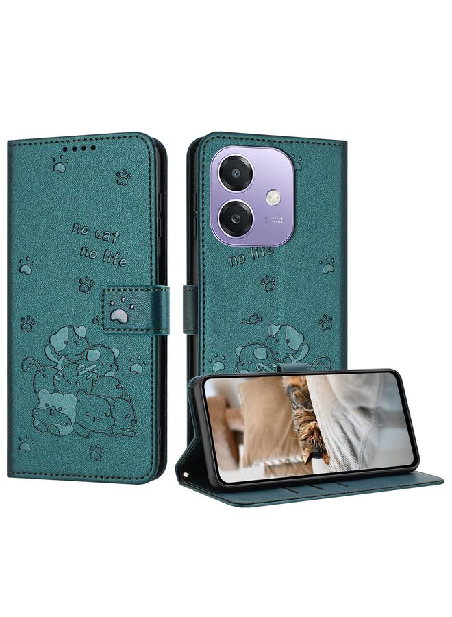 اس-توب جراب جلدي لهاتف OPPO A3x 5G الهند / A3 4G بتصميم قطة صغيرة مع حبل تعليق - Image 1