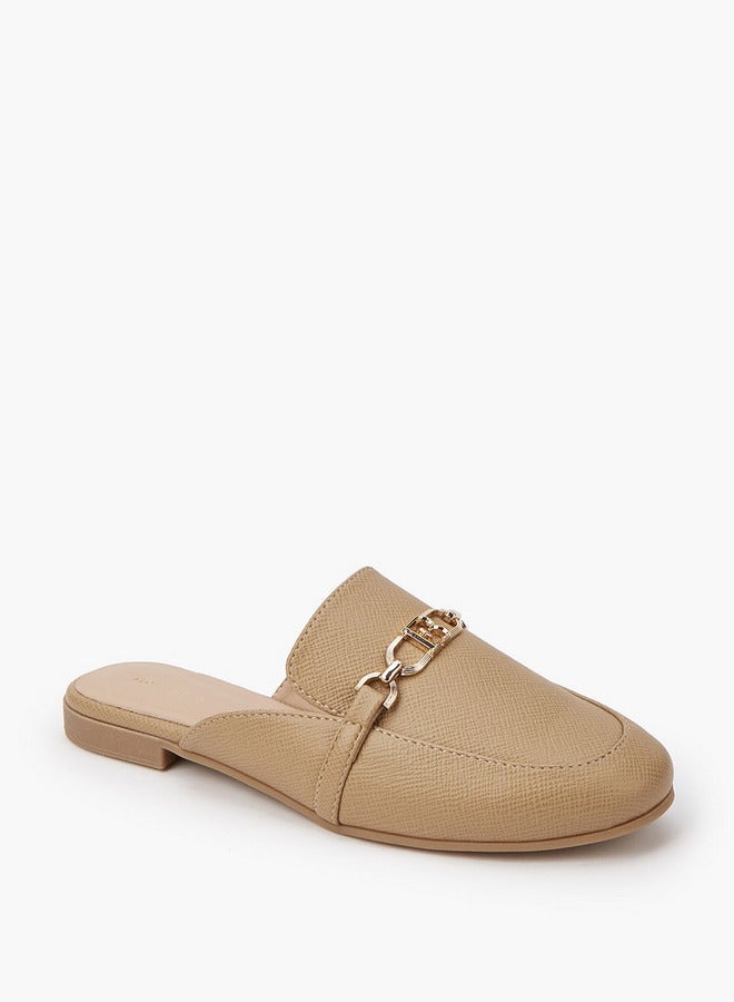 Flora Bella By Shoexpress Textured Chain Detail Slip-On Mules - Image 3