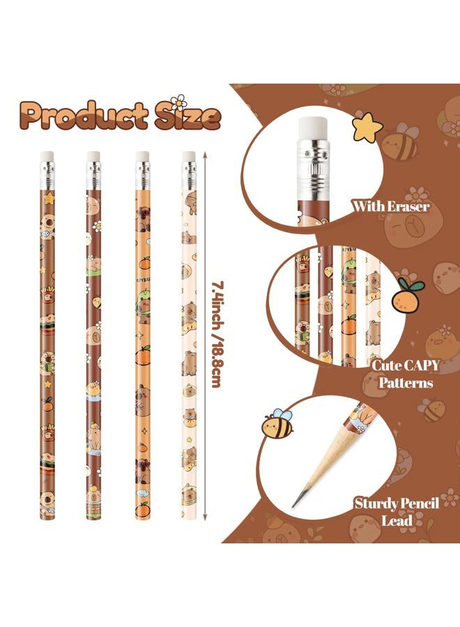 Xqumoi Capybara Pencils with Eraser - Cute Capybara #2 HB Pencils, School Classroom Student Rewards Back to School Office Supply Animal Print Goodie Bag Fillers Stuffers Birthday Party Favors - Image 2
