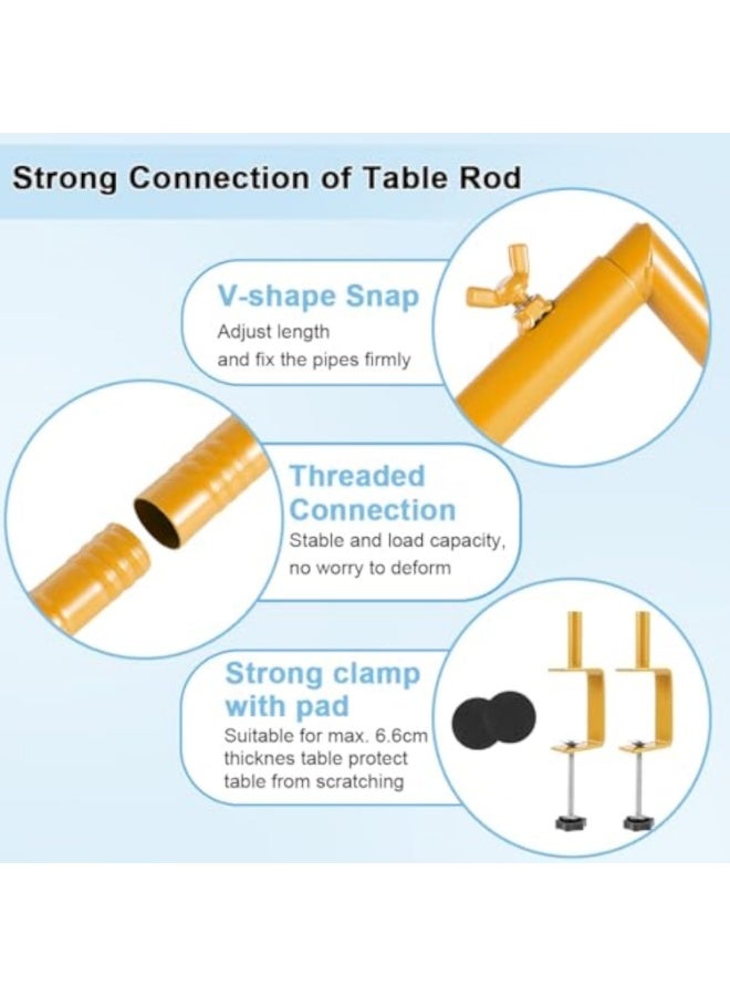 Arabest Over The Table Rod Stand with Clamps, Adjustable Balloon Arch Stand Table Wedding Arch Hanging 265-112cm Square Floral Backdrop Holder for Birthday Party Baby Shower Graduation Decor Gold - Image 3