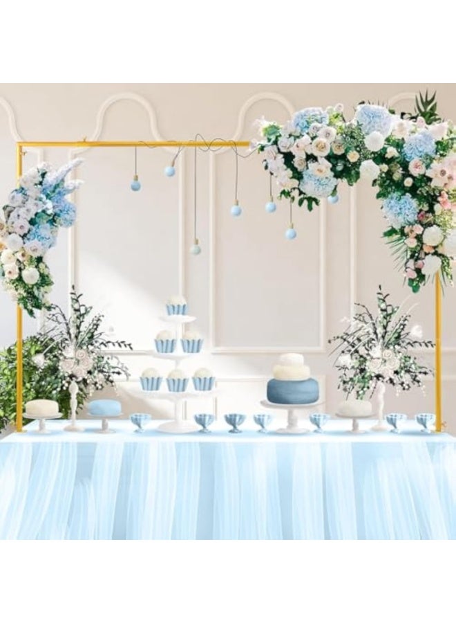Arabest Over The Table Rod Stand with Clamps, Adjustable Balloon Arch Stand Table Wedding Arch Hanging 265-112cm Square Floral Backdrop Holder for Birthday Party Baby Shower Graduation Decor Gold - Image 1
