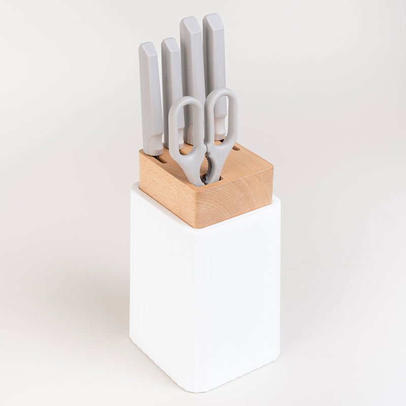 Alberto stainless steel knife set with wooden knife block 6 pcs - Image 2