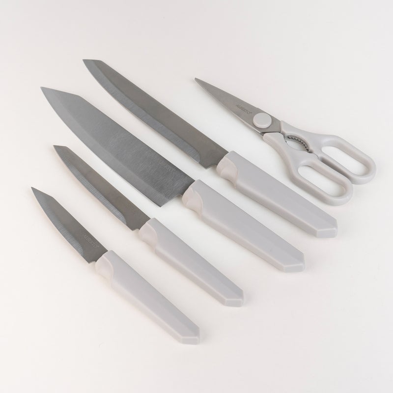 Alberto stainless steel knife set with wooden knife block 6 pcs - Image 1