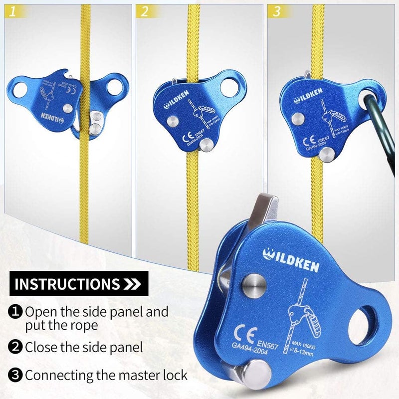 WILDKEN Climbing Ascender Fall Protection Belay Device Climbing Rope Grab for Rock Climbing Mountaineering Tree Arborist Expedition Caving Rescue Aerial Work - Image 5
