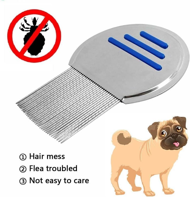 N.C Nc Stainless Steel Lice Comb for Cat Dog Child Pet Hair Nits Removal Grooming Treatment Blue 10 * 7cm - Image 4