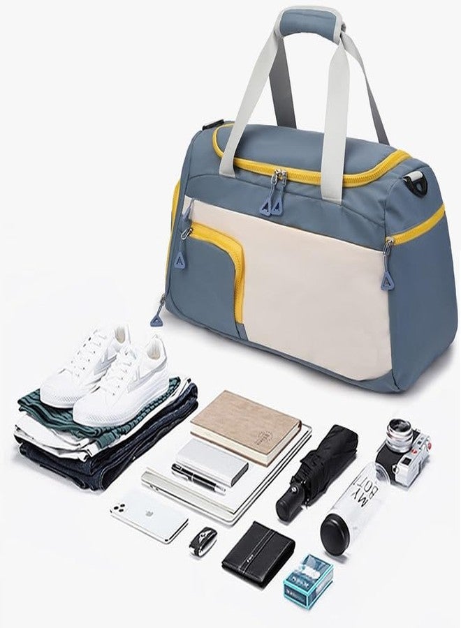 SHRBI Sports Duffel Bag Portable Lugage Hand Bag with Shoe Compartment & Wet Pocket Shoulder Crossbody Bag Carry on Tote Bag (Blue) - Image 3