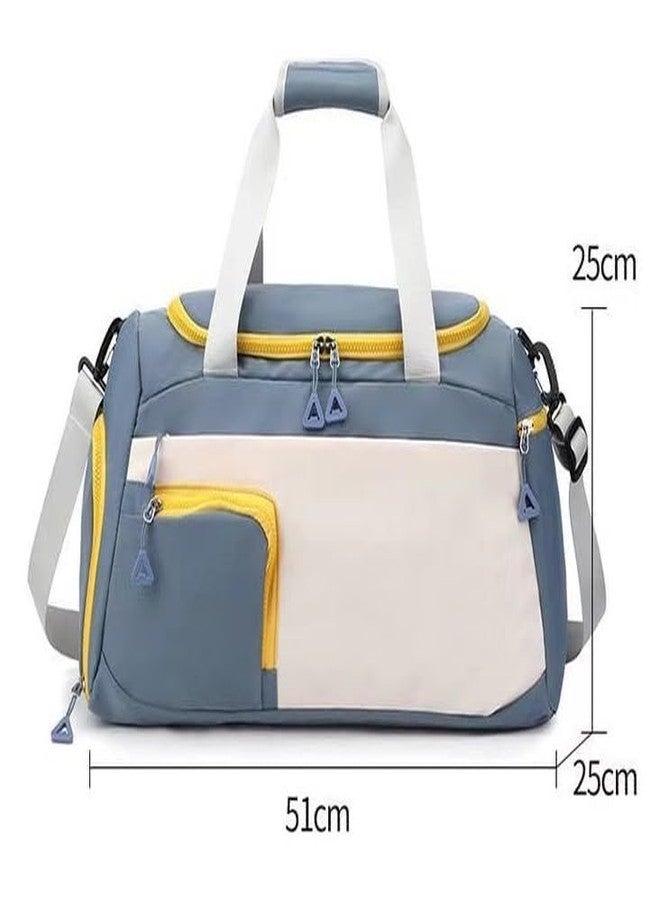 SHRBI Sports Duffel Bag Portable Lugage Hand Bag with Shoe Compartment & Wet Pocket Shoulder Crossbody Bag Carry on Tote Bag (Blue) - Image 2