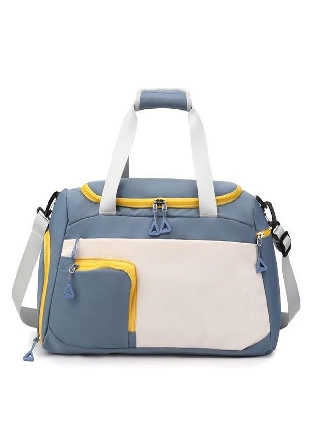 SHRBI Sports Duffel Bag Portable Lugage Hand Bag with Shoe Compartment & Wet Pocket Shoulder Crossbody Bag Carry on Tote Bag (Blue) - Image 1