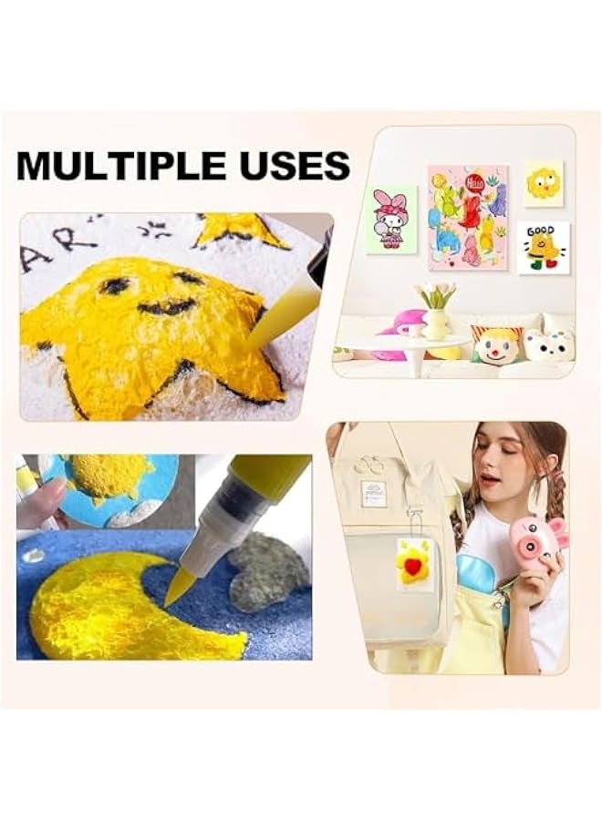Puffy Fabric Paint for DIY Arts u0026 Crafts - Magic Puffy Paint Kit for 3D Drawing on Canvas Rectangle - Safe Non-Toxic Texture Painting Set - Image 3