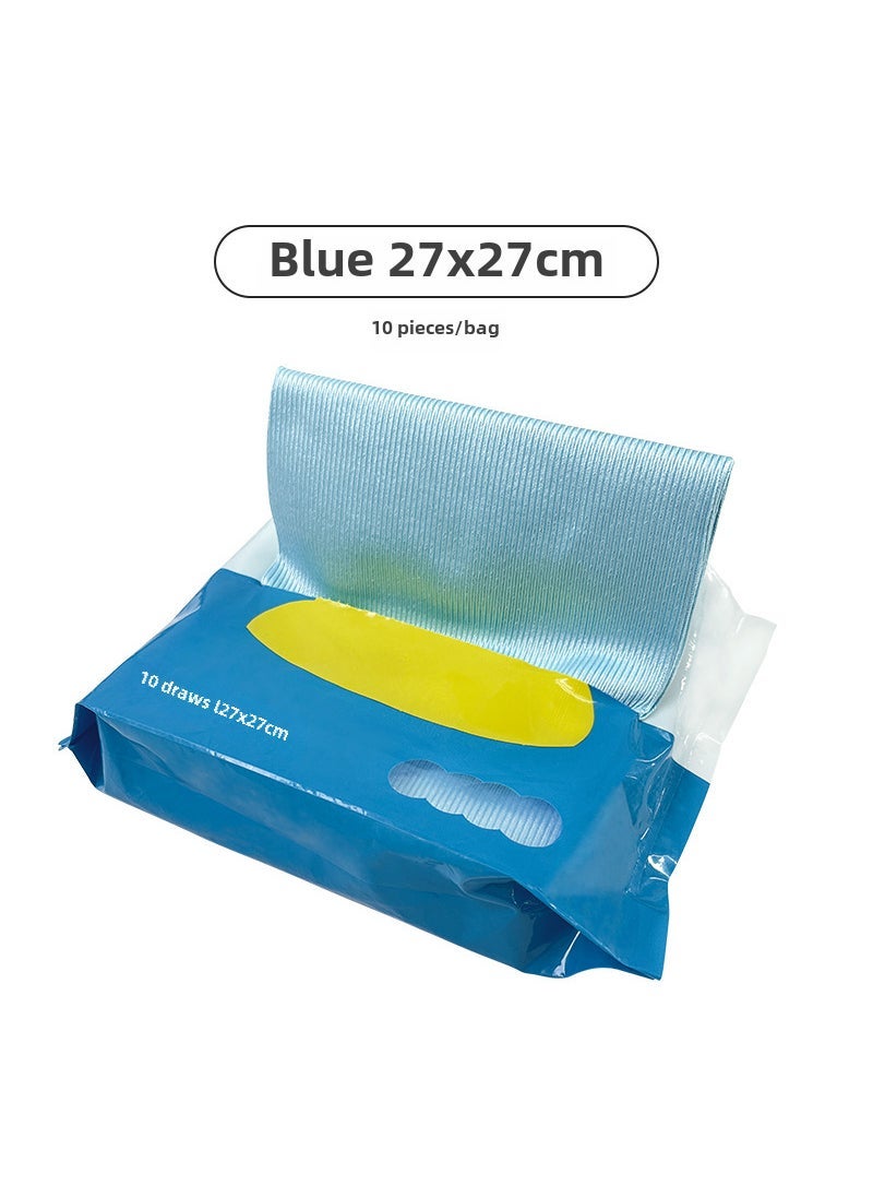 Generic 1 x 5 pcs Microfiber Glass Cleaning Cloth Thickened Super Absorbent Pouch glass cloth (light blue 27*27cm10)