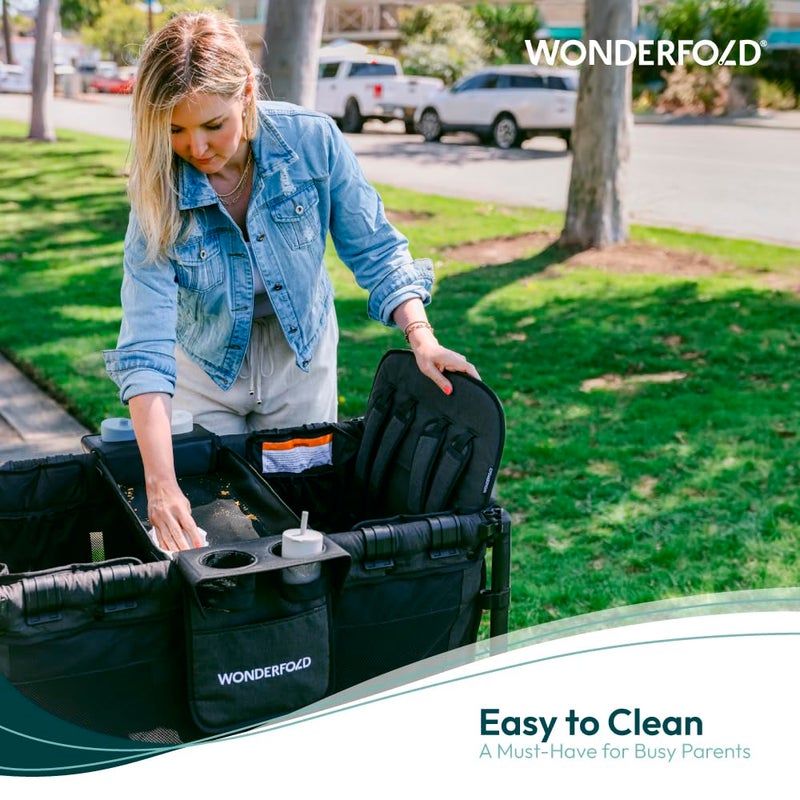 WONDERFOLD Flex Snack Tray for W4 Stroller Wagon with Convertible Cup Holders & Adjustable Sidewalls to Maximize Space, Easy to Install, Easy to Clean - Image 4