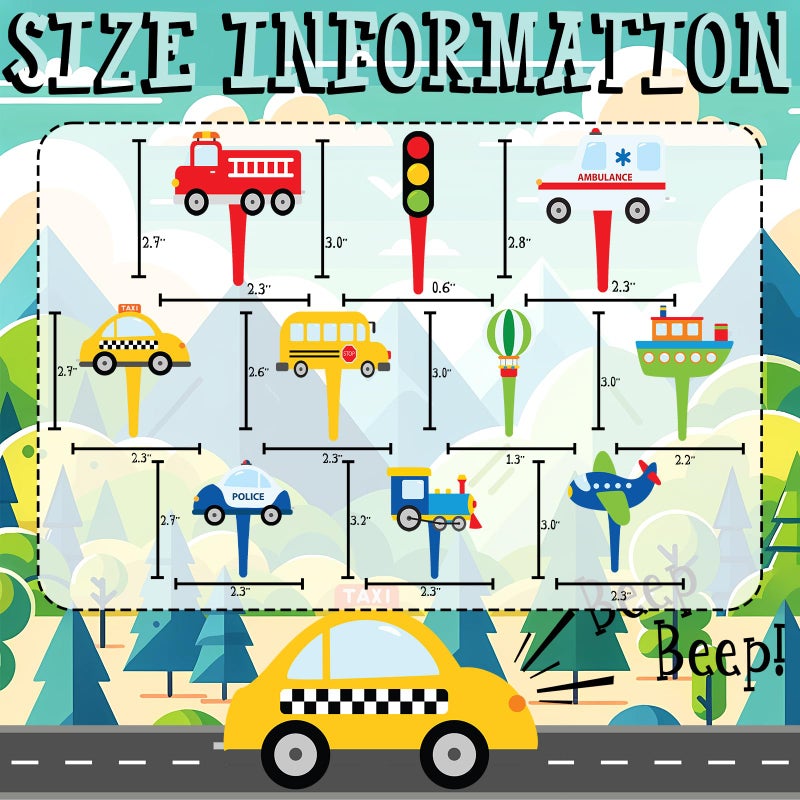 HaPiBiDesign 40 Pcs Transportation Cupcake Toppers - Perfect for Transportation-Themed Party Decorations and Cupcake Decor - Image 3
