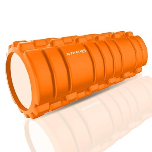 Strauss Deep Tissue Massage Foam Roller|High-Density Muscle Roller for Myofascial Release, Physical Therapy, Yoga, Pilates|Exercise Equipment for Deep Tissue Massage and Muscle Relief|45cm,(Orange) - Image 1