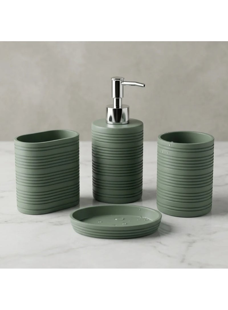 AKDC Iisdoo 4-Piece Resin Bathroom Accessories Set, Sage Green - Image 2