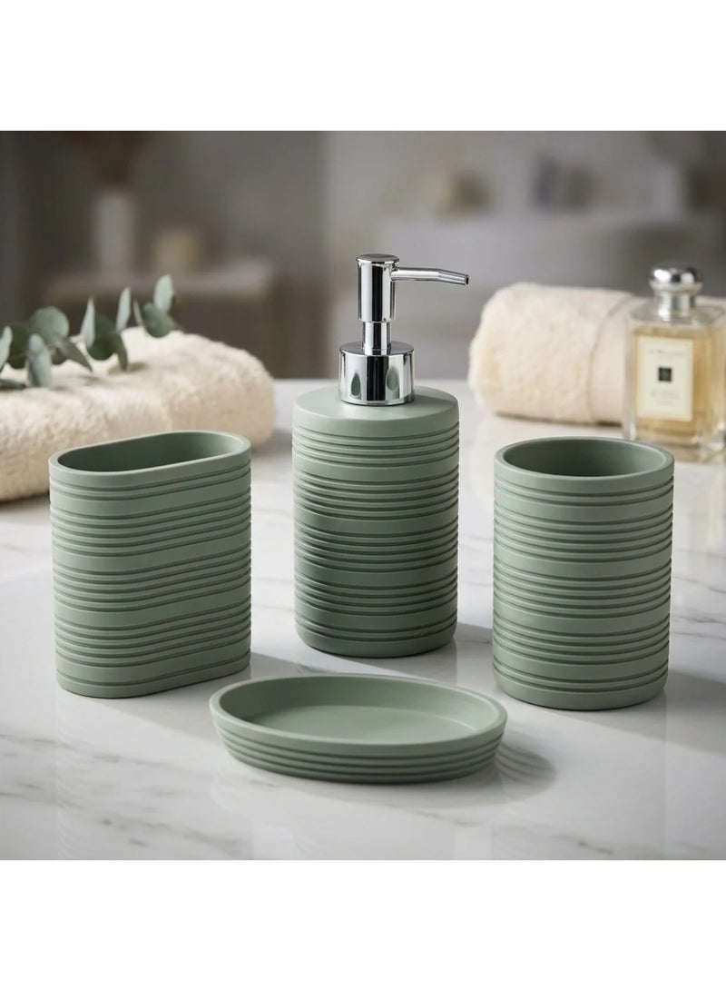 AKDC Iisdoo 4-Piece Resin Bathroom Accessories Set, Sage Green - Image 3