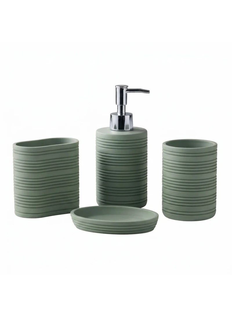 AKDC Iisdoo 4-Piece Resin Bathroom Accessories Set, Sage Green - Image 1