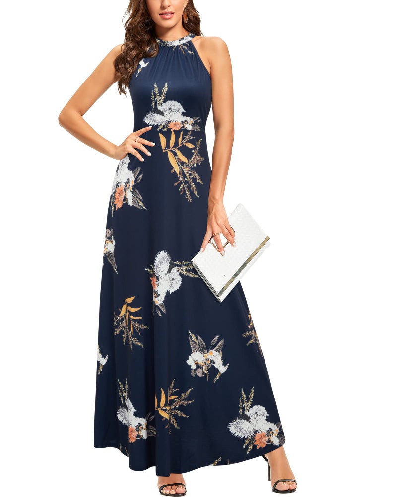 STYLEWORD Women's Summer Fashion 2025 Maxi Dress Sleeveless Elegant Formal Evening Long Sping Dresses Trendy Clothes(Floral 19,M) - Image 1