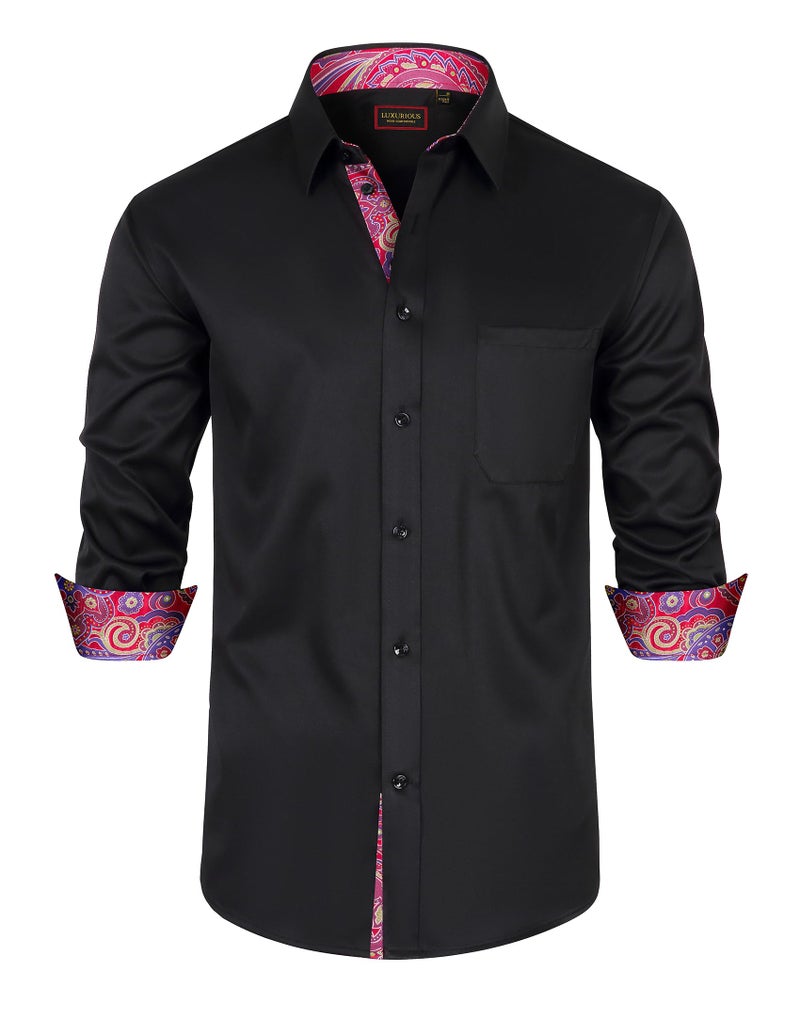 Lion Nardo Mens Dress Shirts Long Sleeve Dress Shirts for Men Casual Button Down Shirts Party Big and Tall Dress Shirts