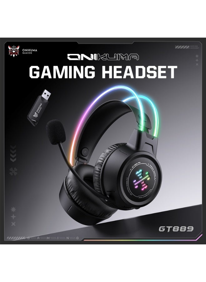 onikuma GT889 2.4G Bluetooth 5.4 Wireless Gaming Headset, Ultra Low Latency, Triple Mode Headphones with Mic for PC, Gamers, Phone and Devices - Image 2