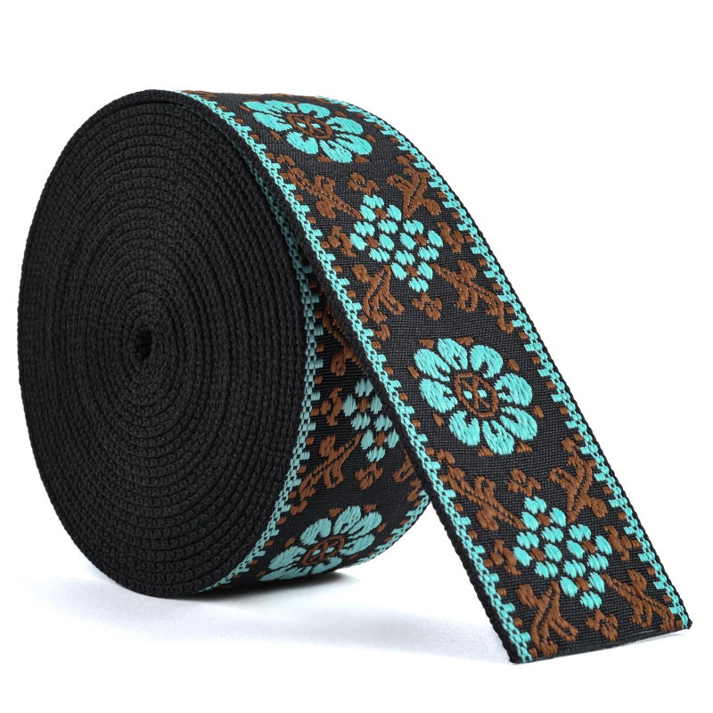 SHEING Cotton Webbing 15 Inch 2 Inch Heavy Webbing Strap for Bags Arts and Crafts High Density Webbing Jacquard Embroidery Style - Image 3