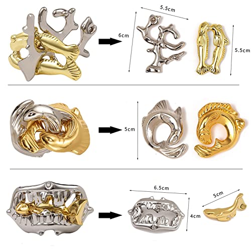 Joyeee Brain Teaser Puzzles Metal Puzzle Set IQ Test Game Educational Toys Physics Mind Puzzles Gift for Family Games Office Party Prizes Kids Teens Adults Challenge High Level 42Pcs Type A - Image 5