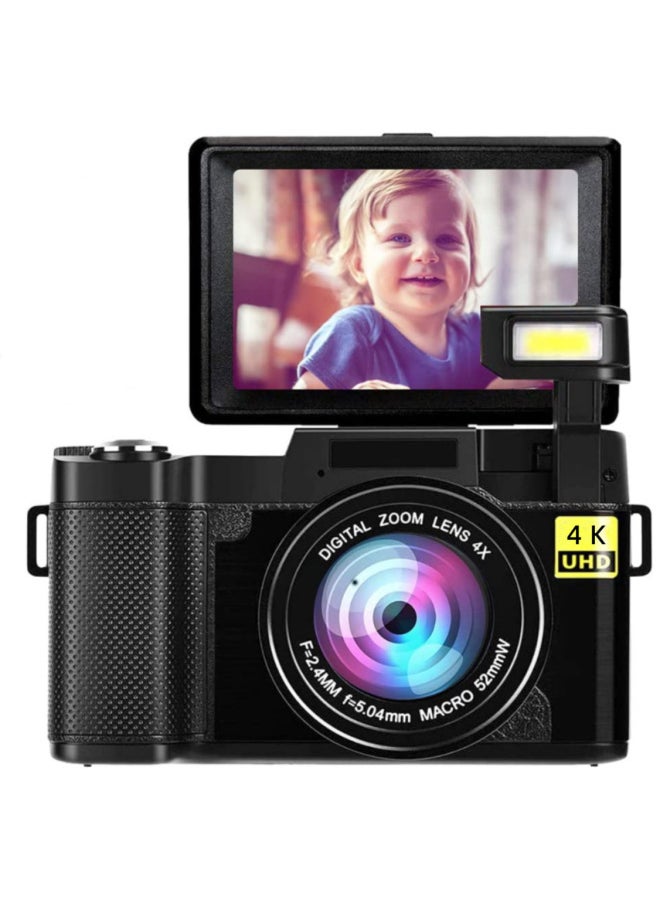Generic 48 Million Full HD E-commerce Digital Camera Video Camera 4K With Flip HD Screen R2S4K-Body Color:Black Standard English Version-4K  - Image 1