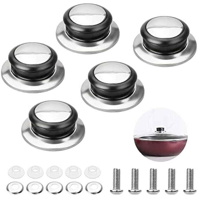 5PackUniversal Pot Lids Handle HeatResistant Knobs Stainless Steel Cookware Cover Pan Parts Set With Screws