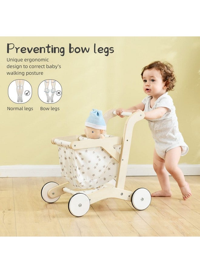 labebe Baby Push Walker Doll Stroller Push Toy For Toddler Shopping Cart For Girls And Boys 1 Years Old Kids Stand Learning Walker Wooden Play Wagon With Wheel Larger Size 15.2 * 18.7 * 19.7 - Image 4