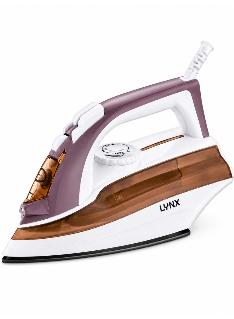 LYNX 1600W Steam Iron | Ceramic Non-Stick Soleplate, 3-in-1 Dry & Steam & Spray, Adjustable Thermostat, Overheat Protection & Swivel Cord | LY-IR-3022-C - Image 1
