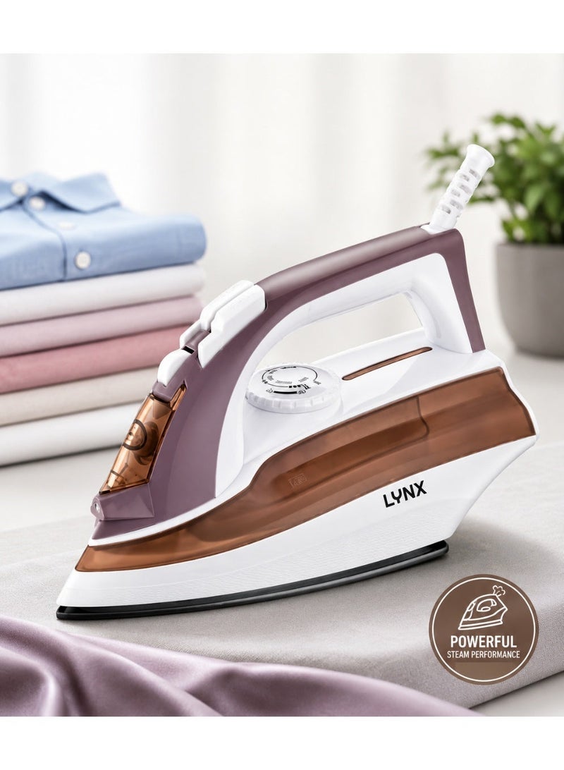 LYNX 1600W Steam Iron | Ceramic Non-Stick Soleplate, 3-in-1 Dry & Steam & Spray, Adjustable Thermostat, Overheat Protection & Swivel Cord | LY-IR-3022-C - Image 2