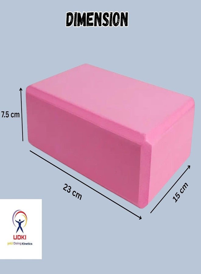 UDKI Yoga Block Set of 2, Extra Large (Light Pink) | High-Density EVA Foam with Soft, Non-Slip Surface for Enhanced Balance & Support | Perfect for Yoga, Strength Training & Stretching (3" x 9" x 6") - Image 2