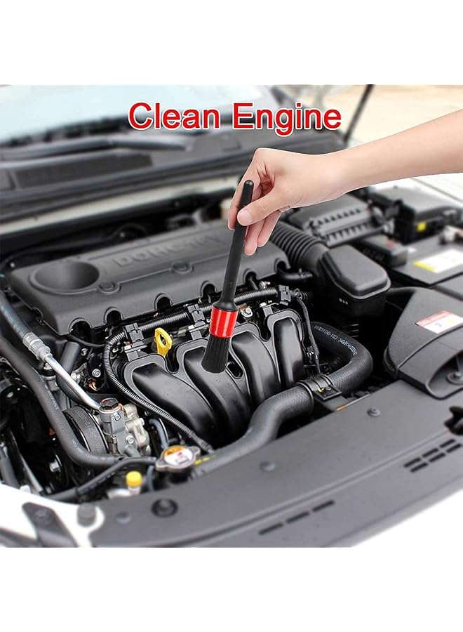 شواي فرشاة تنظيف تفاصيل السيارة، 5 قطع لتنظيف عجلات السيارات الداخلية والخارجية والجلد وفتحات التهوية والشعارات (أسود) - Image 4