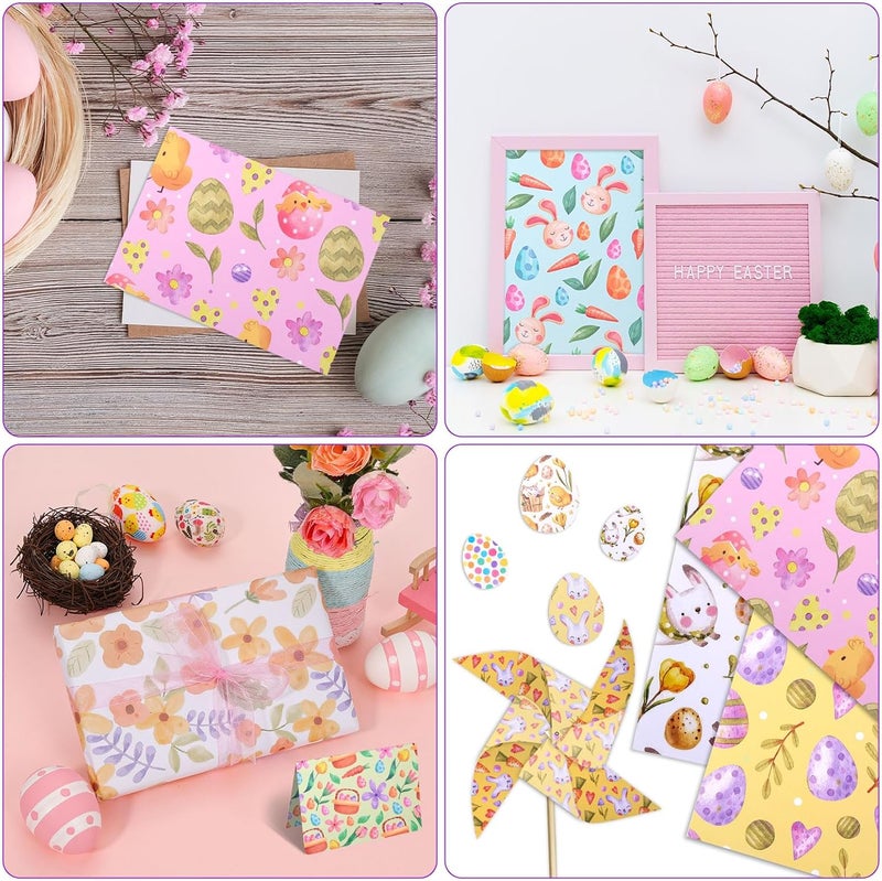 Konsait 24 Sheets Easter Scrapbook Paper 12x12 Decorative Craft Paper Double Sided Scrapbook Paper Rabbit Eggs Patterned Cardstock Scrapbook Supplies Origami Paper for Card Making Paper Craft Supplies - Image 5