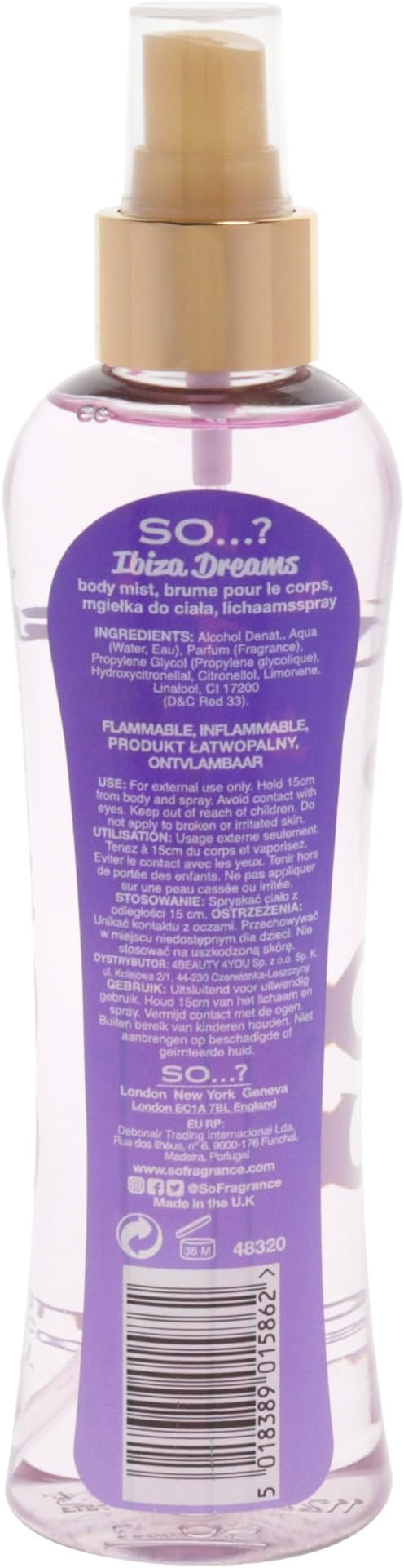 So Summer Escapes Womens Ibiza Dreams Body Mist Fragrance Spray 200ml
