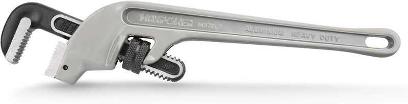 Max Power 18-inch Pipe Wrench, Heavy Duty End Pipe Wrench Aluminum 45 Degree Angled Plumbing Wrench - Image 1