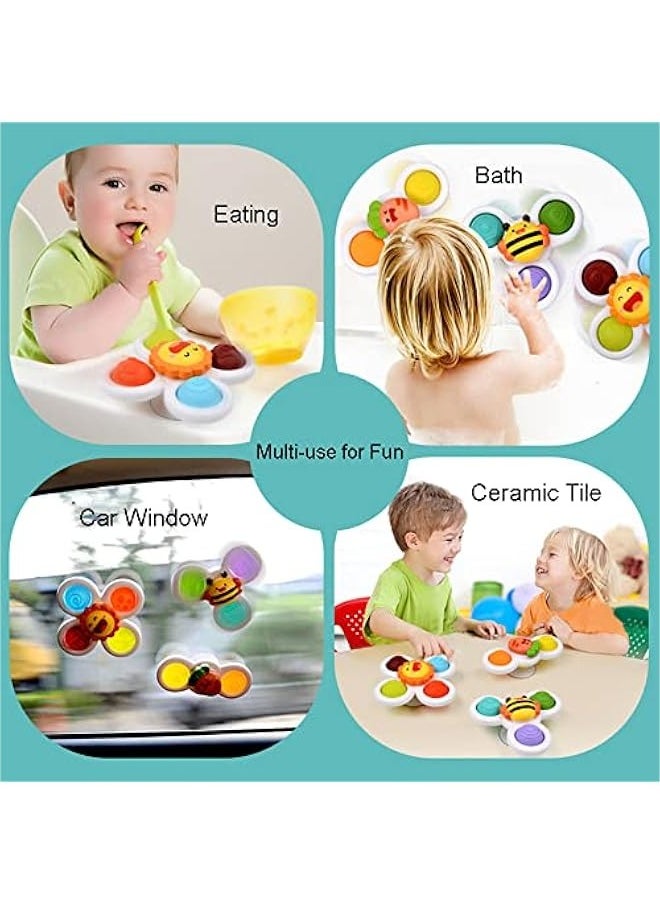 Generic - Suction Cup Spinning Top Toy, Baby Fidget Spinner Toys Infant Baby Rattles Toys Sensory Toys Early Education Toys Bath Toy Dining Chairs Toys Rotary Windmill Birthday Gifts for Baby Boy Girl - Image 1