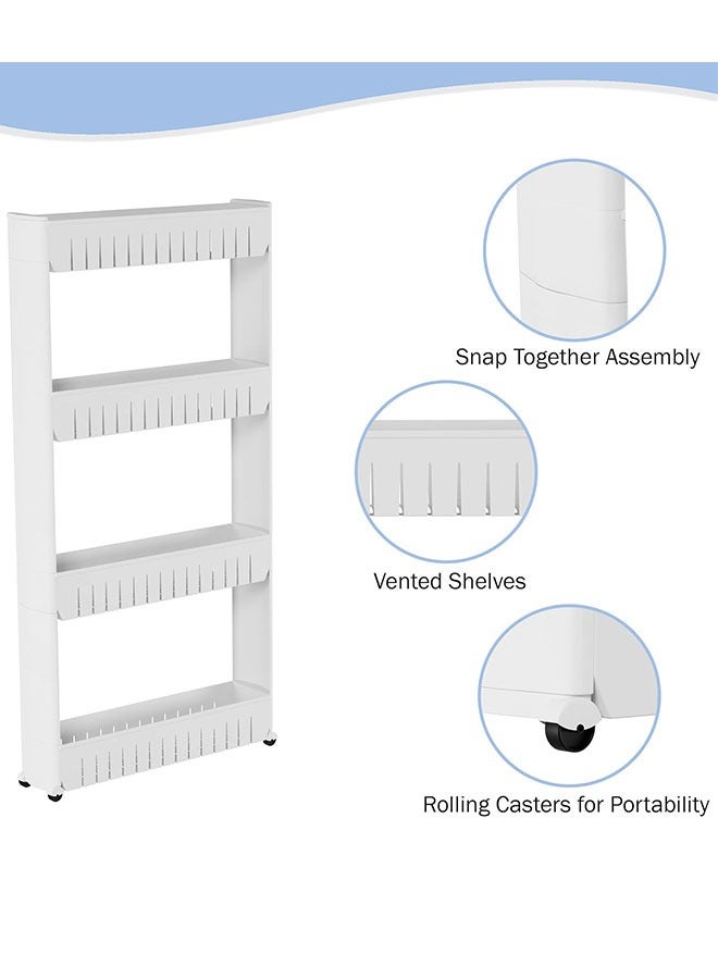 GoldenLike Slim Storage Cart 4-Tier Multipurpose Rolling Storage Shelves Cart Slide Out Storage Rack Mobile Shelving Unit Organizer Fits Small Spaces Like Laundry Utility Room Kitchen or Pantry Storage  - Image 4