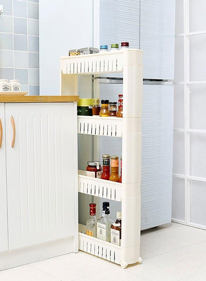 GoldenLike Slim Storage Cart 4-Tier Multipurpose Rolling Storage Shelves Cart Slide Out Storage Rack Mobile Shelving Unit Organizer Fits Small Spaces Like Laundry Utility Room Kitchen or Pantry Storage  - Image 3