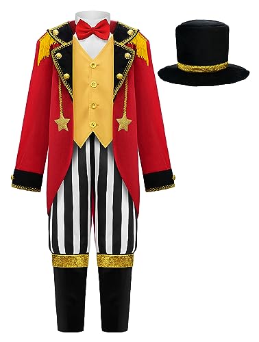 ReliBeauty Circus Ringmaster Costume for Kids 2 Pieces Set with Hat 140 - Image 1