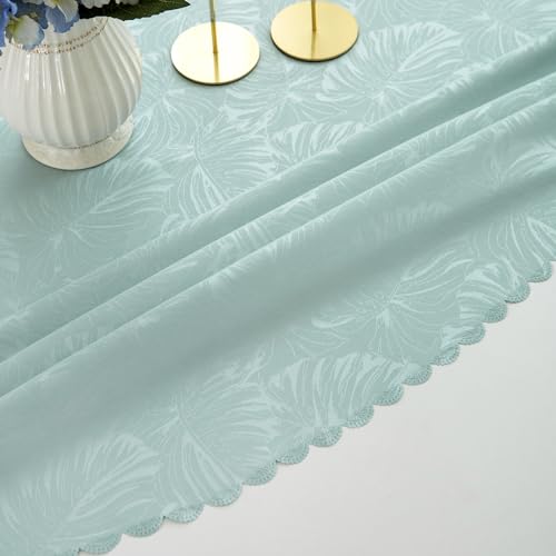 EFFICINATURE كفاءة جولة tablecloth جاكارد طاولة قطعة قماش أوراق النمط حافة قابلة للماء ناعمة مقاومة للماء قابلة للغسل 50 بوصة غطاء طاولة 20-38 "" طاولة الطعام في الهواء الطلق المطبخ والطاولة (أكوا) - Image 4