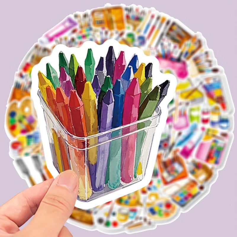 56 ورقة من ملصقات الرسم الفني متعددة الألوان بتصميم فرشاة الرسم الإبداعي للزينة الذاتية للابتوب - Image 4