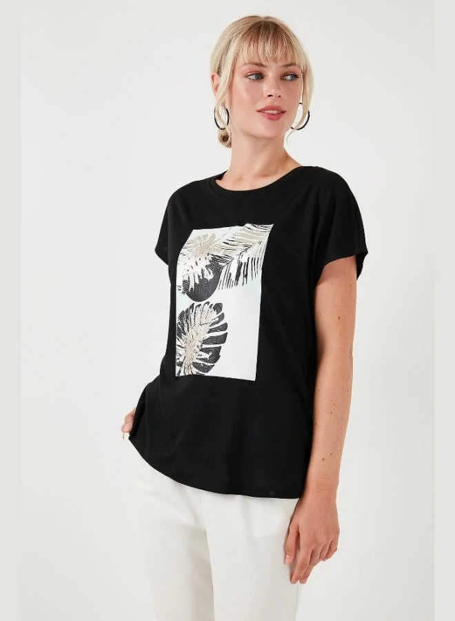 Lela Lela Printed Crew Neck Regular Fit T-Shirt Women's T-Shirt 6671004