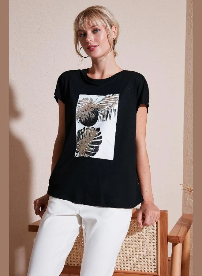 Lela Lela Printed Crew Neck Regular Fit T-Shirt Women's T-Shirt 6671004