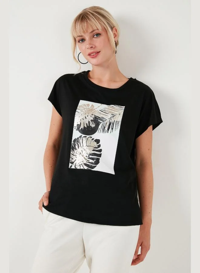 Lela Lela Printed Crew Neck Regular Fit T-Shirt Women's T-Shirt 6671004