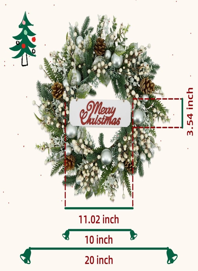 YNYLCHMX 20 Inch Winter Wreath for Front Door, Winter Wreaths with Welcome Sign Pine Needle Pine Cone Berry Artificial Door Wreaths for Window Wall Fireplace Farmhouse Holiday Party Decoration - Image 2