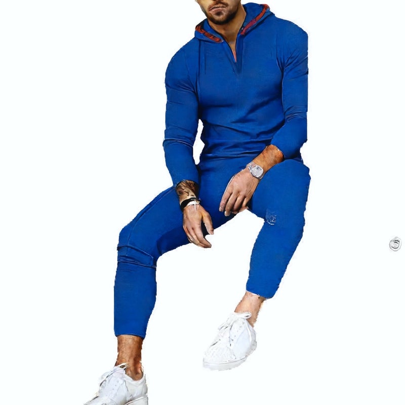 Men's Long Sleeve Hooded T-Shirt Casual Sports Hoodie Oversize Waffle Knit Pullover - Image 2