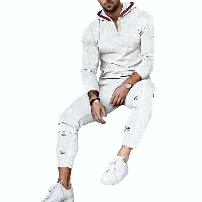 Men's Long Sleeve Hooded T-Shirt Casual Sports Hoodie Oversize Waffle Knit Pullover - Image 3