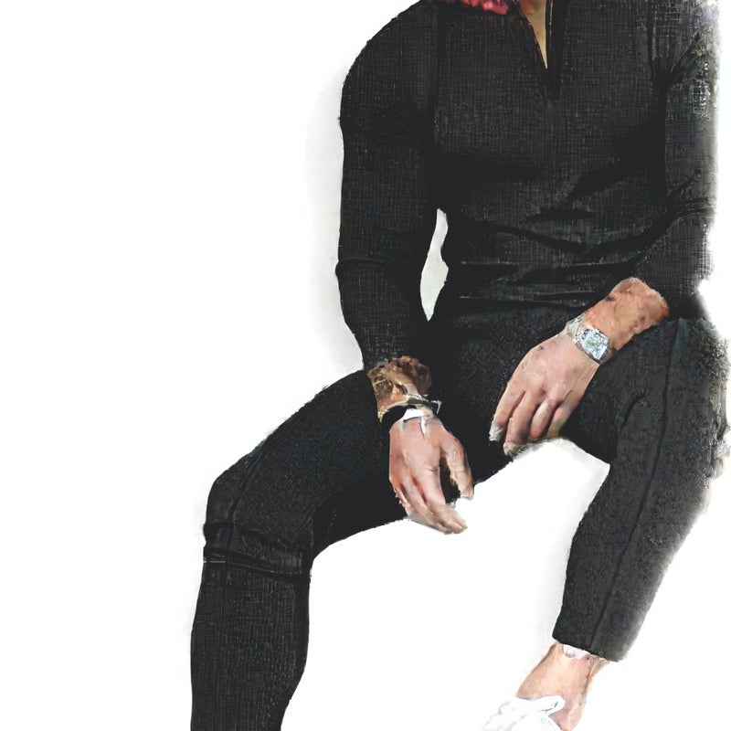Men's Long Sleeve Hooded T-Shirt Casual Sports Hoodie Oversize Waffle Knit Pullover - Image 1